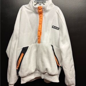 Columbia pullover fleece sweatshirt size M white black and orange